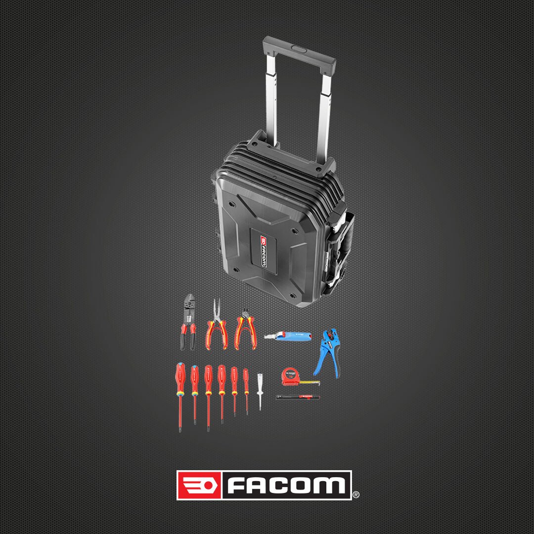 Valise de maintenance Electricien Facom à roulettes (14 outils