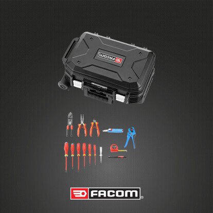 Valise de maintenance Electricien Facom à roulettes (14 outils FACOM)