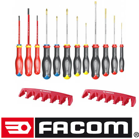JEU 12 TOURNEVIS  + RATELIER - FACOM