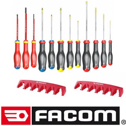 JEU 12 TOURNEVIS  + RATELIER - FACOM