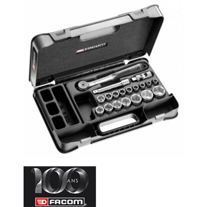 COFFRET MBOX CLIQUET - DOUILLES 19 PIECES EDITION LIMITEE 100 ANS FACOM