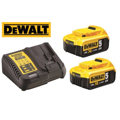 Pack 2 batteries XR 18V 5Ah Li-Ion DeWalt + Chargeur multi-voltages